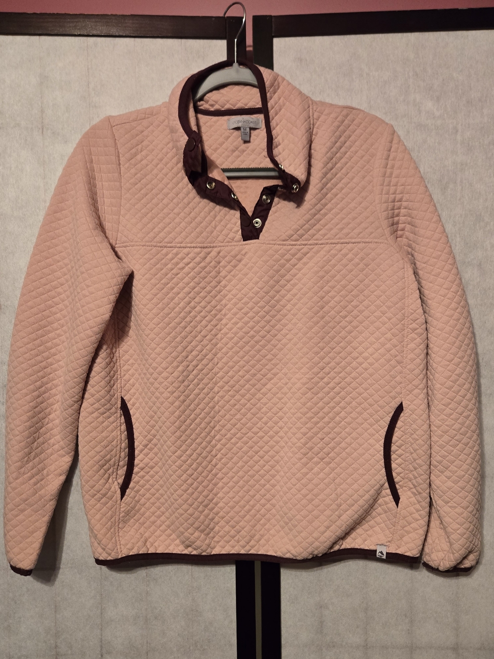 Ocean + Coast Quilted Pink Pullover Sweater